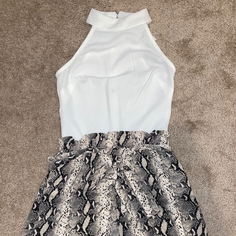 White and Snakeskin Romper